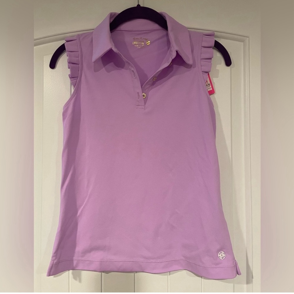 Frieda Sleeveless Ruffle Top Size Small Purple Iris Lilly Pulitzer
